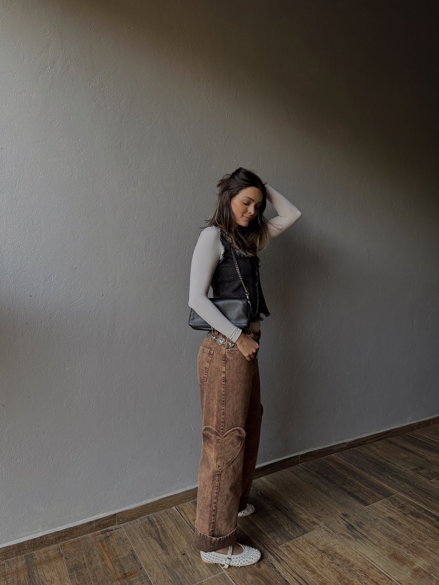 Heart Pocket Pants- Acid Wash