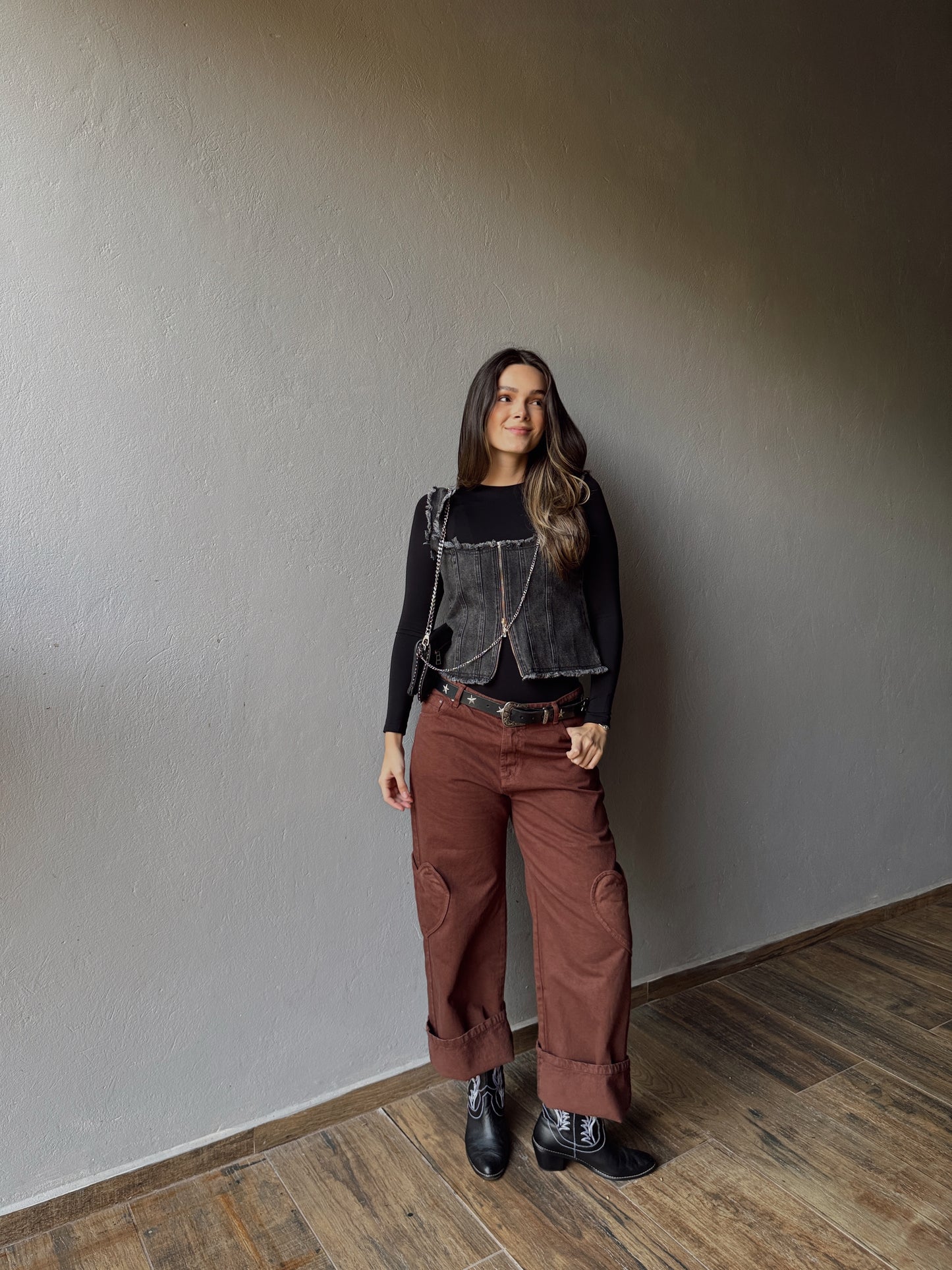 Heart Pocket Pants- Chocolate