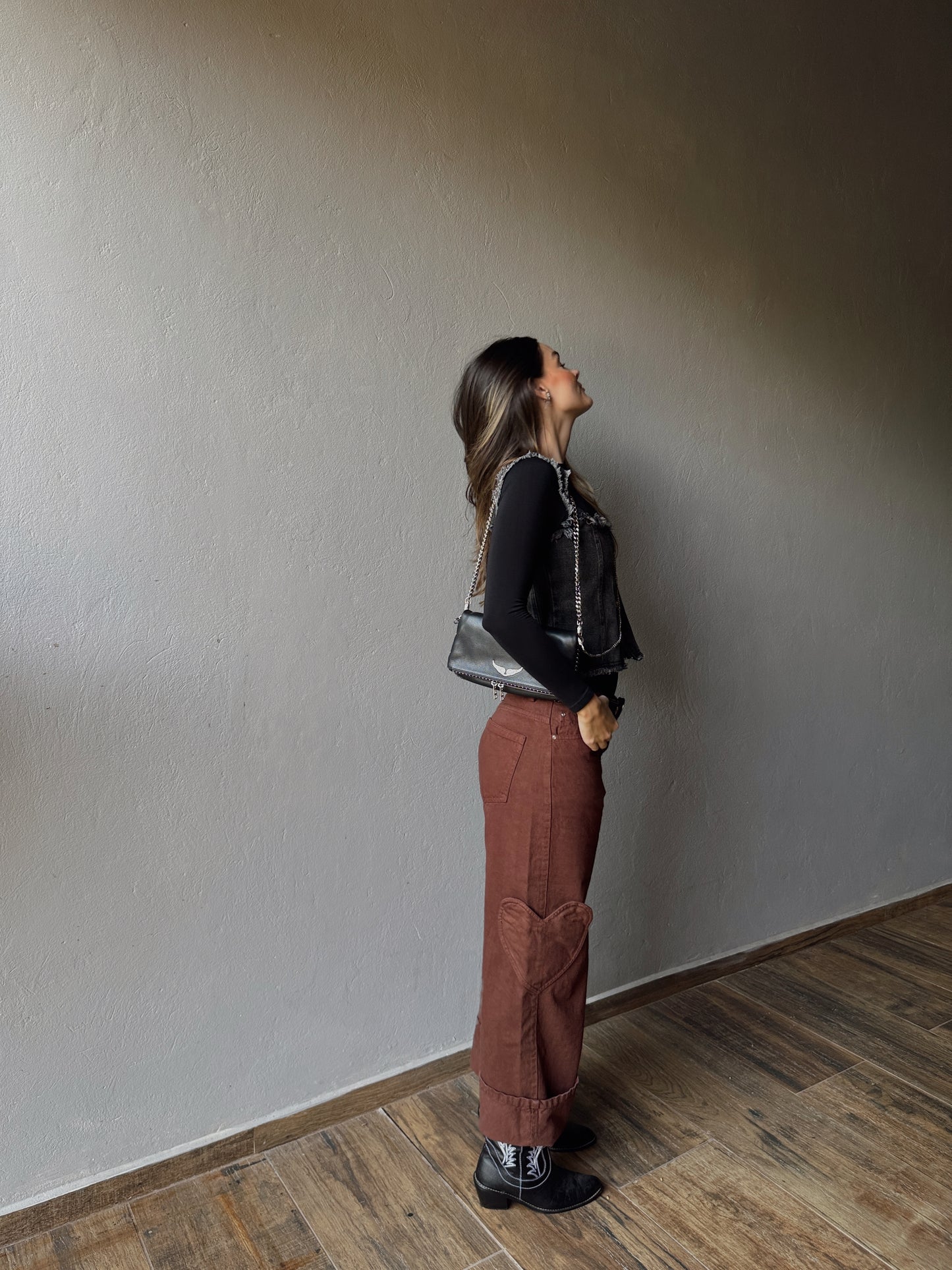 Heart Pocket Pants- Chocolate
