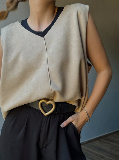 Latte Zipper Vest