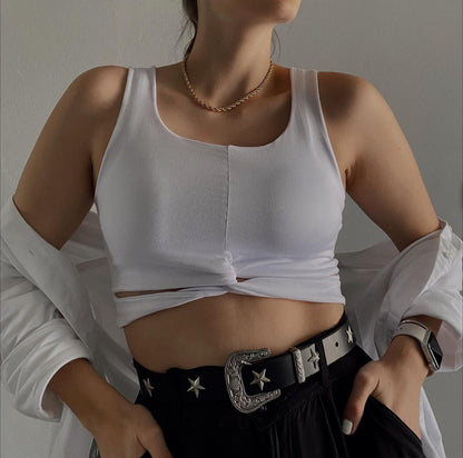 Crop Top Nudro- Optical White