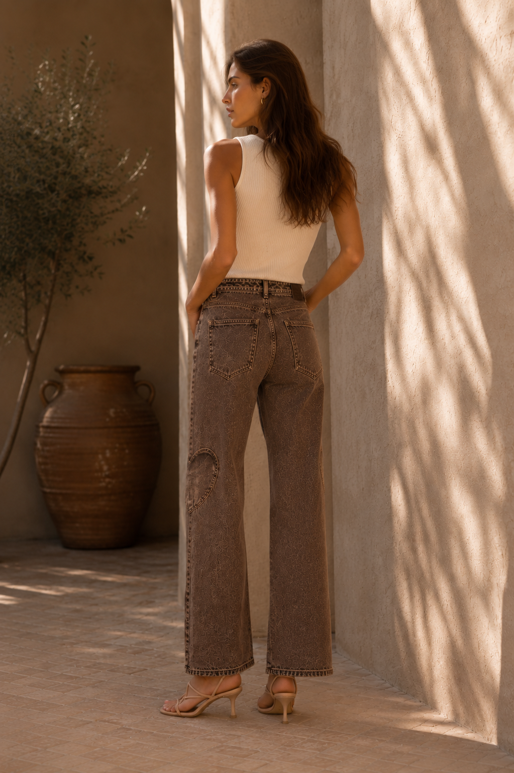 Heart Pocket Pants- Acid Wash
