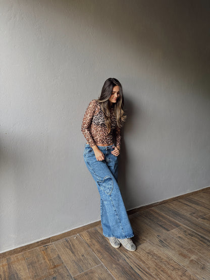 Heart Pocket Blue Jeans