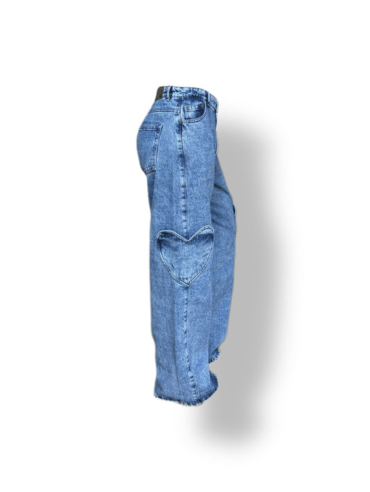 Heart Pocket Blue Jeans