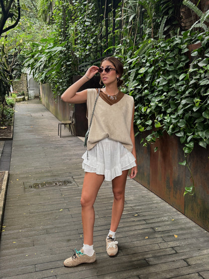 Linen Ruffle Skirt