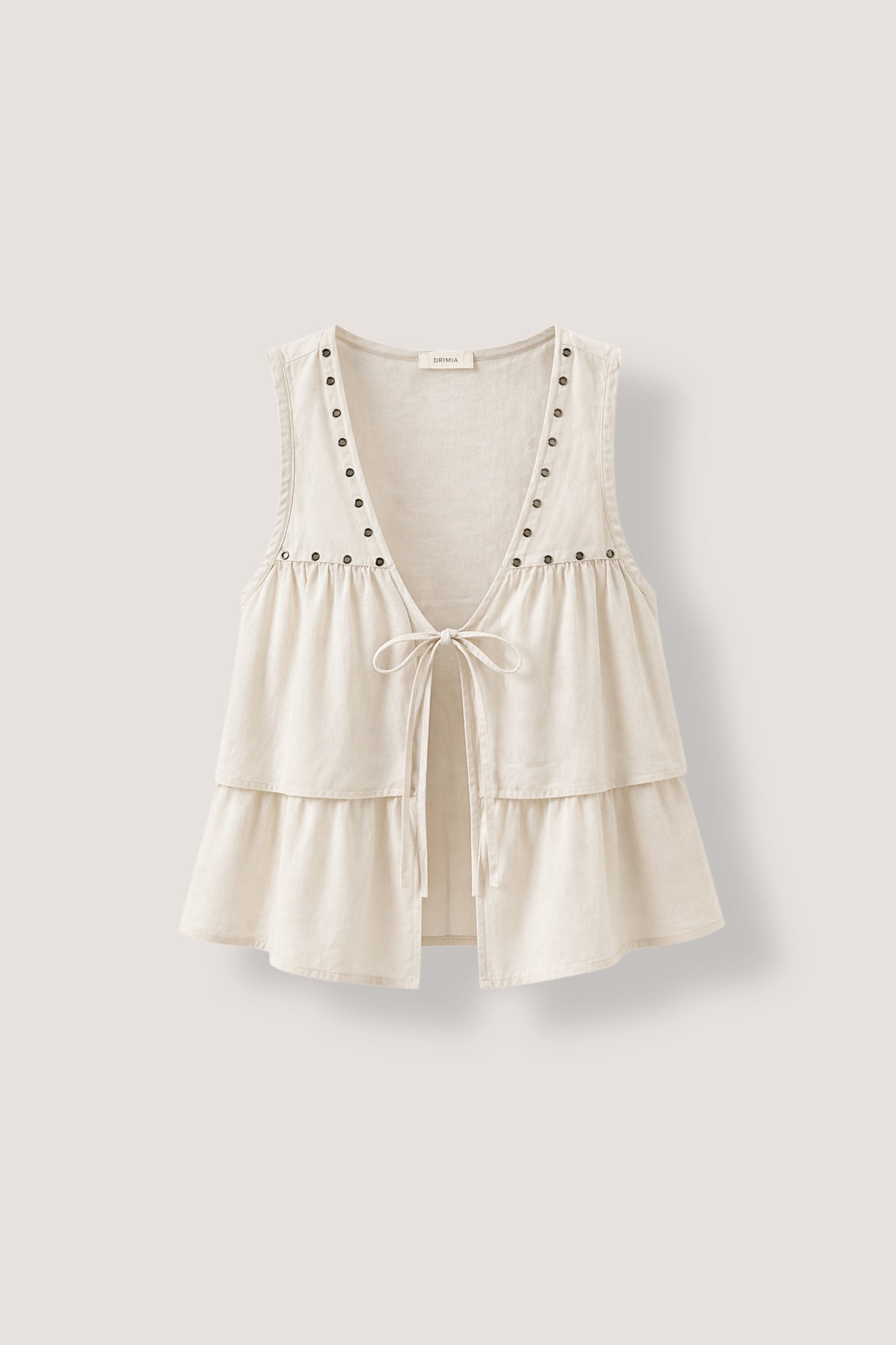 Linen Rivet Vest- Ivory