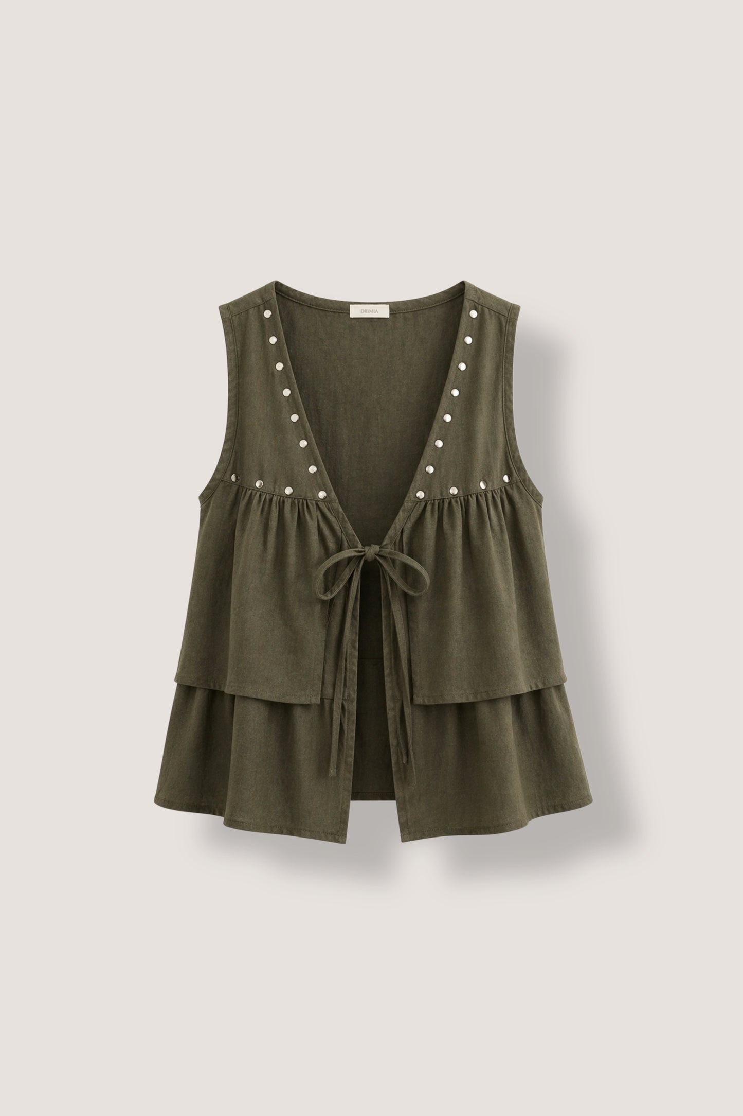 Linen Rivet Vest- Army Green