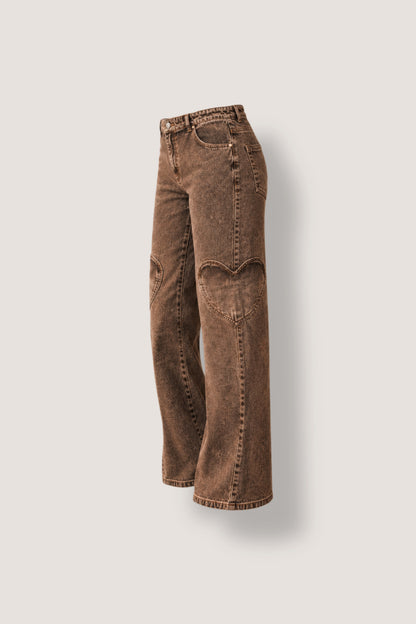 Heart Pocket Pants- Acid Wash