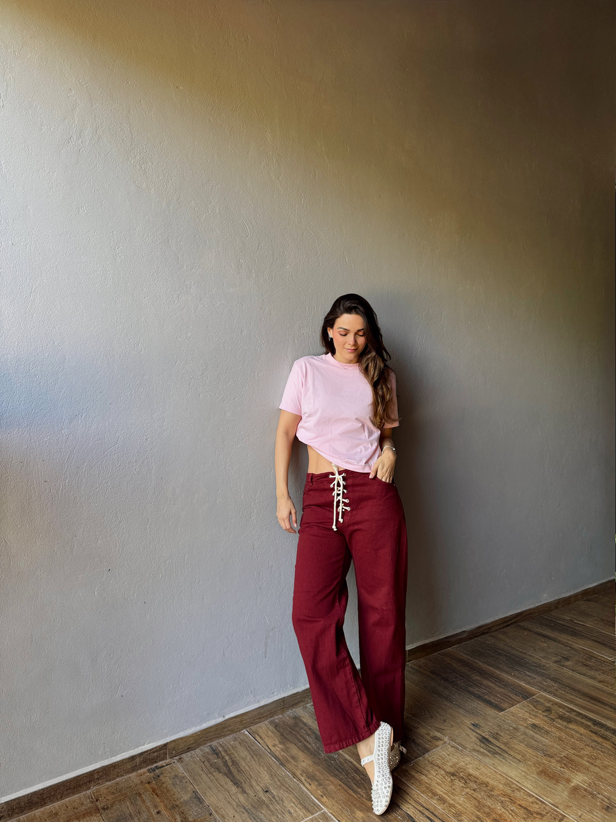 Burgundy Tie Jeans