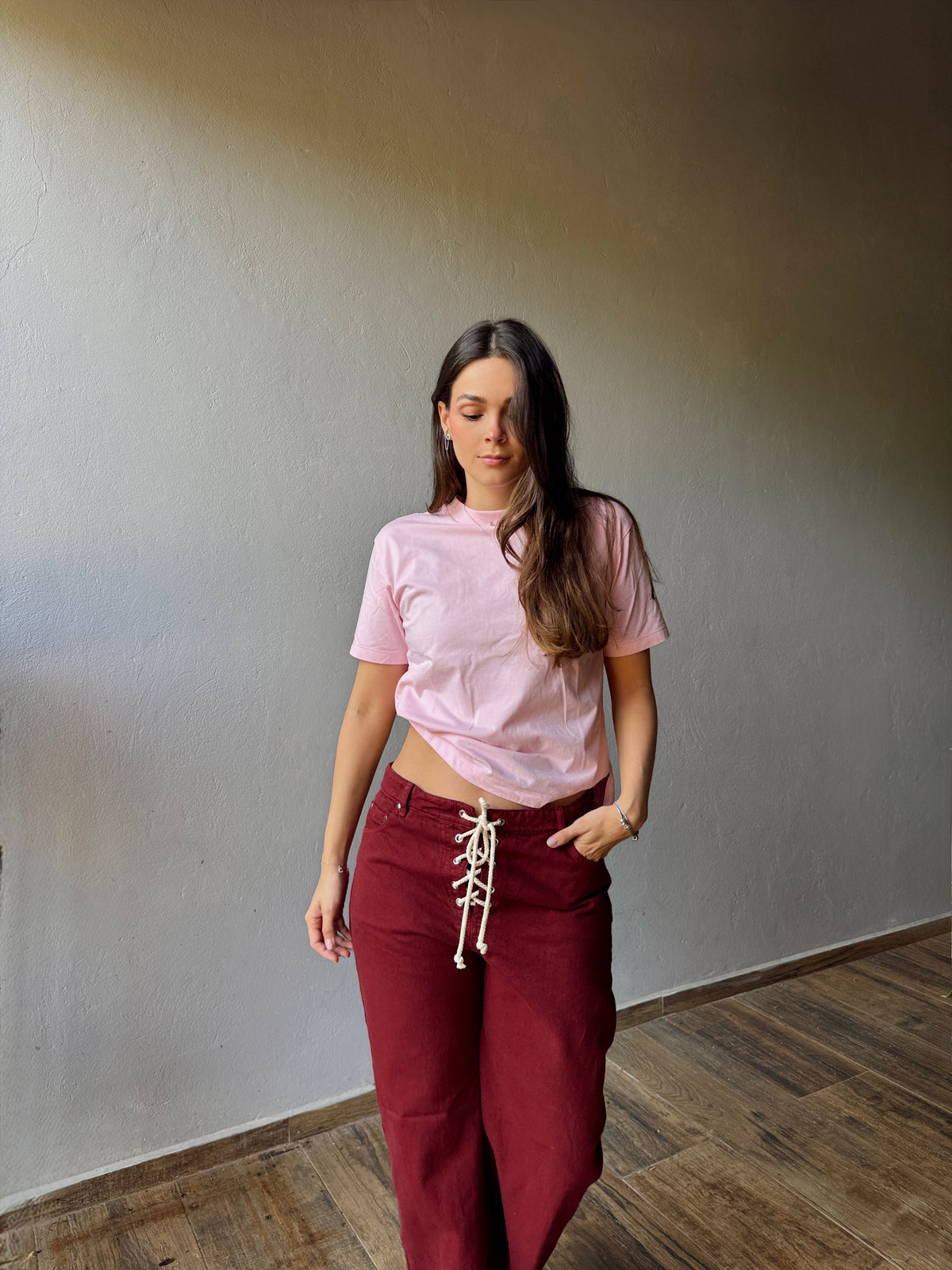 Burgundy Tie Jeans