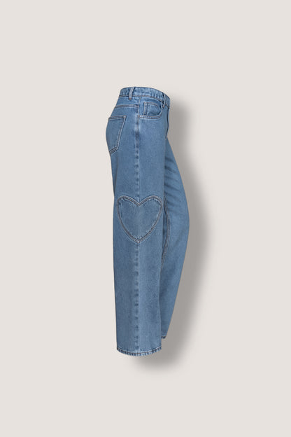 Heart Pocket Blue Jeans