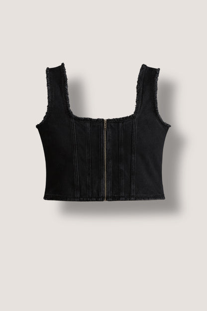Denim Corset- Wild Black